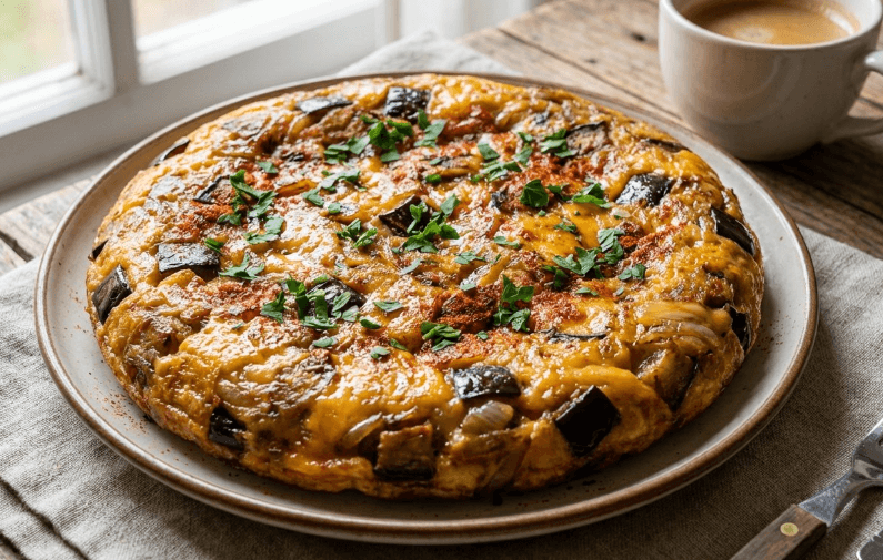 Tortilla de berenjena, la receta que también puedes preparar con calabacín